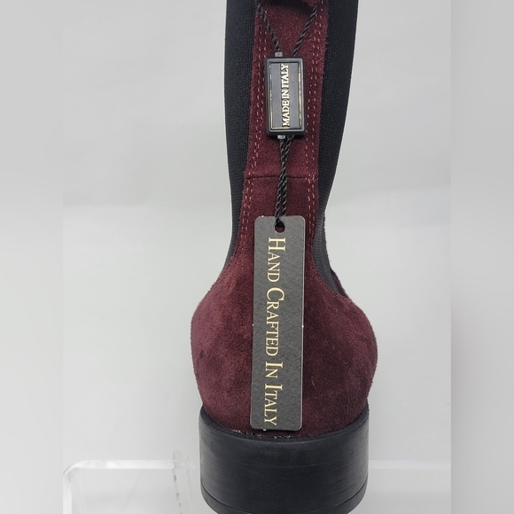 Emanuele Crasto Women's Mid Calf Burgundy Leather Boots Made In Italy Sz 37 New - Picture 12 of 12
